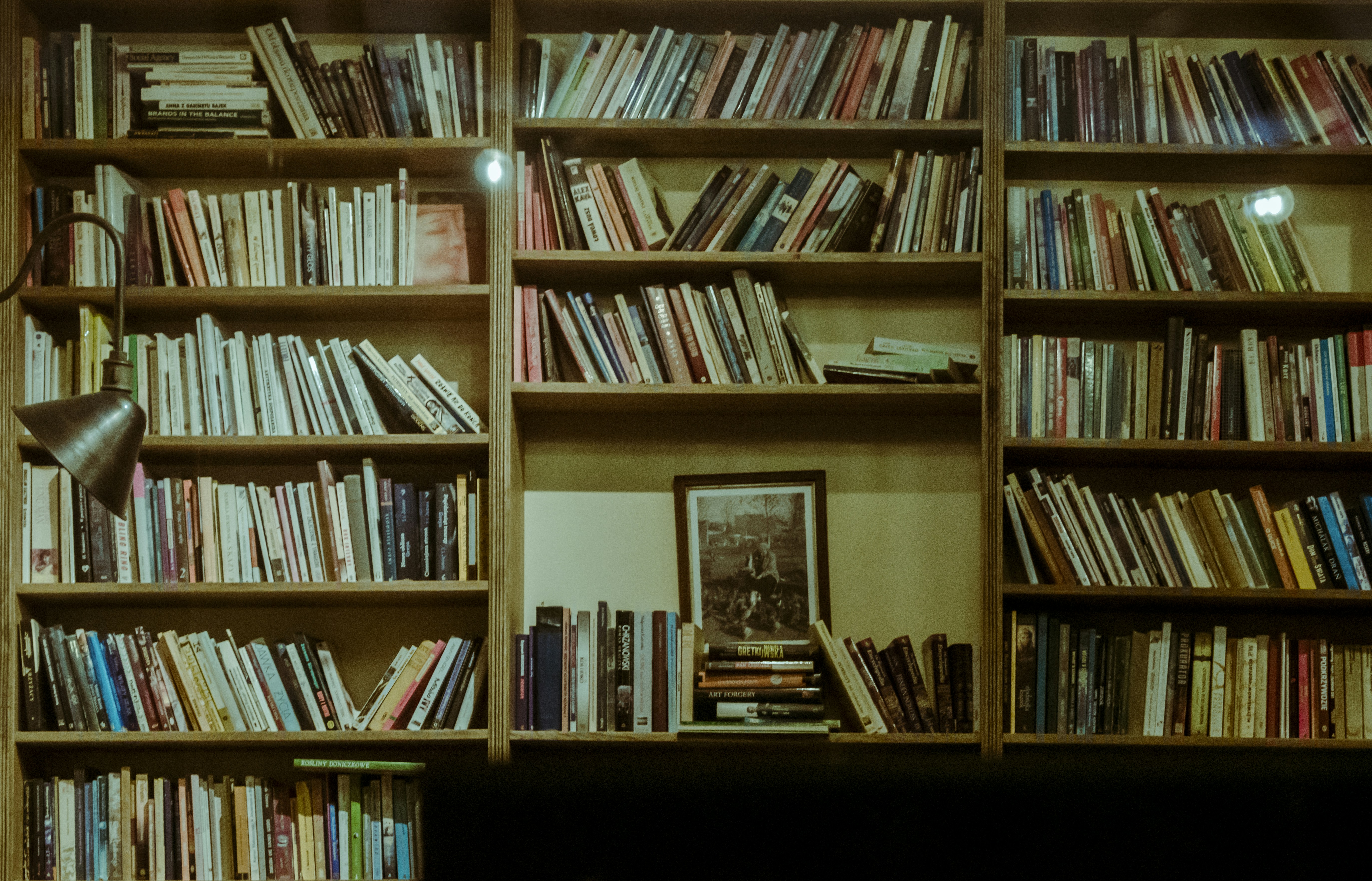 a bookshelf with books