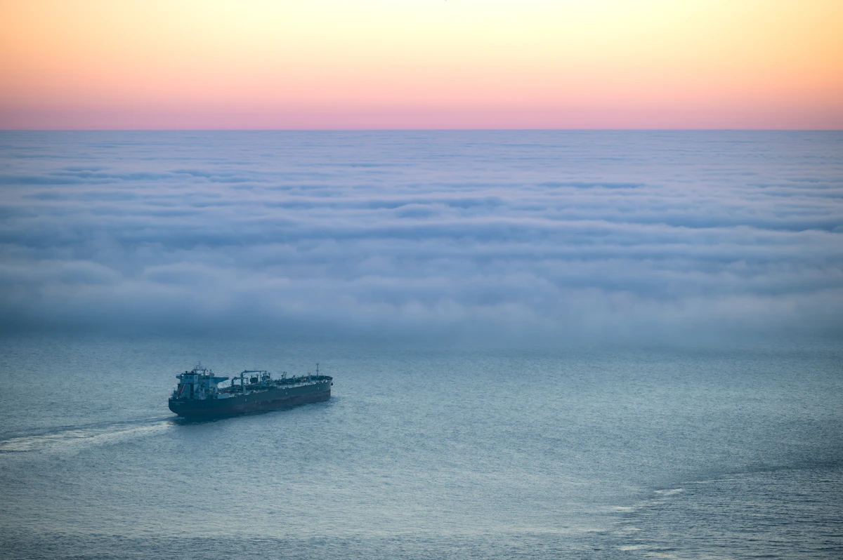 Oil tanker ship at sea — crude oil and petroleum product transport logistics