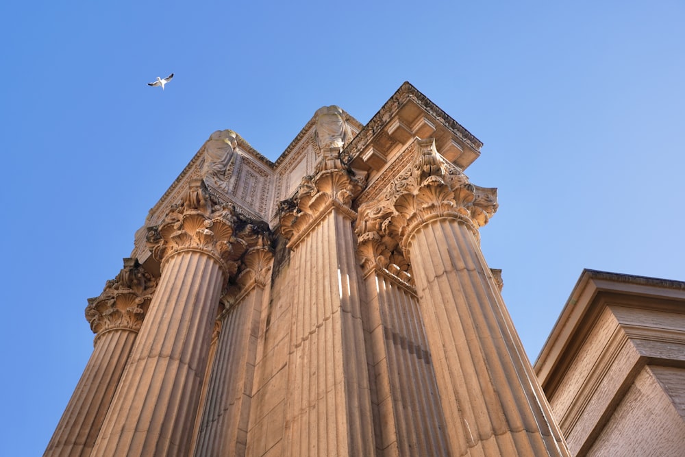 a plane flying over a building