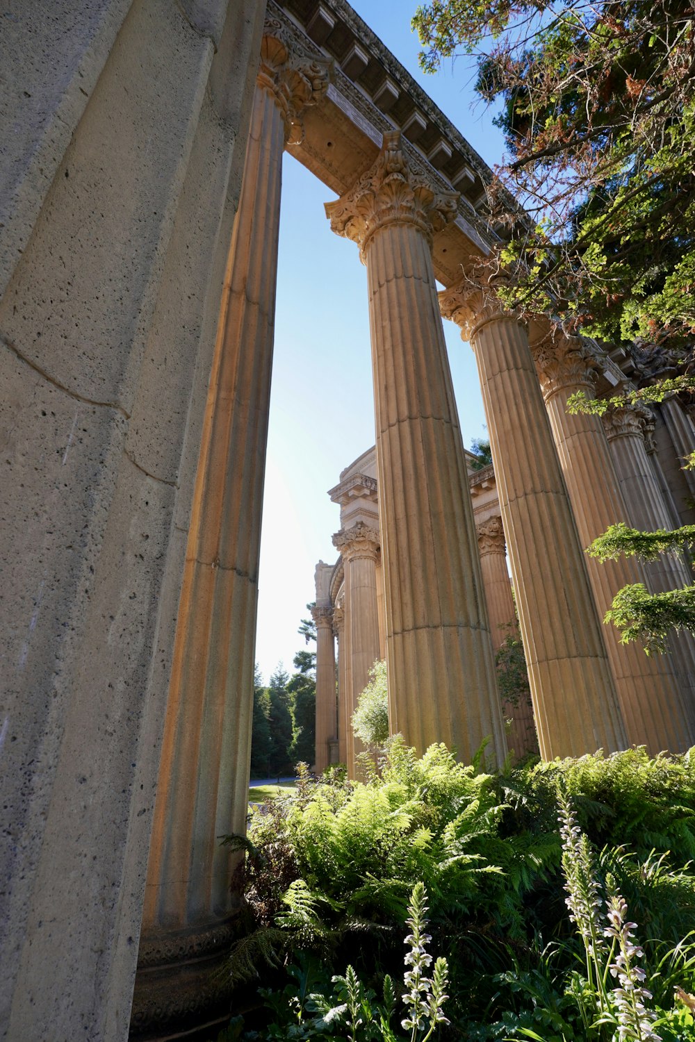 a group of tall pillars