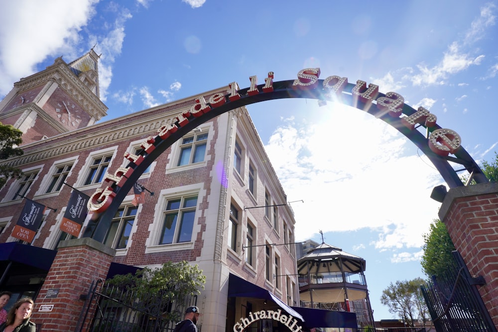 a building with a large arch