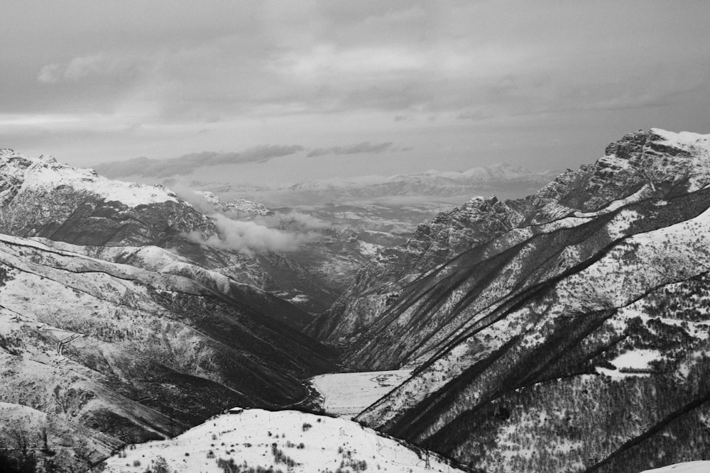 a mountain range with snow