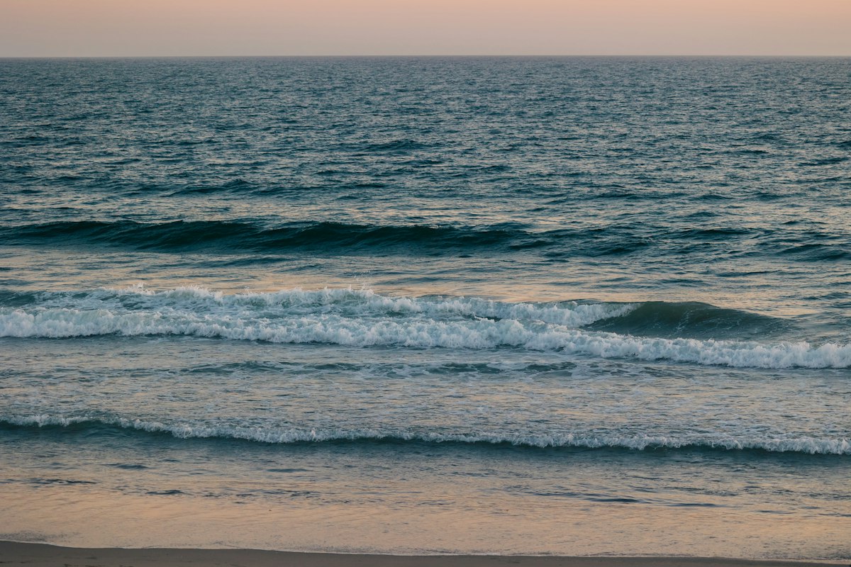 Waves rolling onto a beach