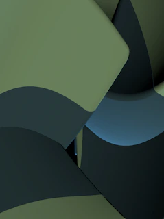 Abstract geometric shapes in deep green and gold tones representing trust and precision.