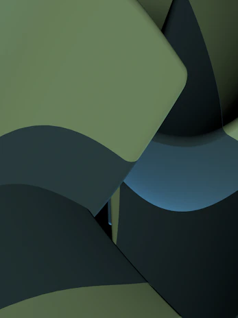 Abstract geometric shapes in deep green and gold tones representing trust and precision.