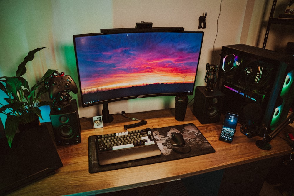 a computer on a desk