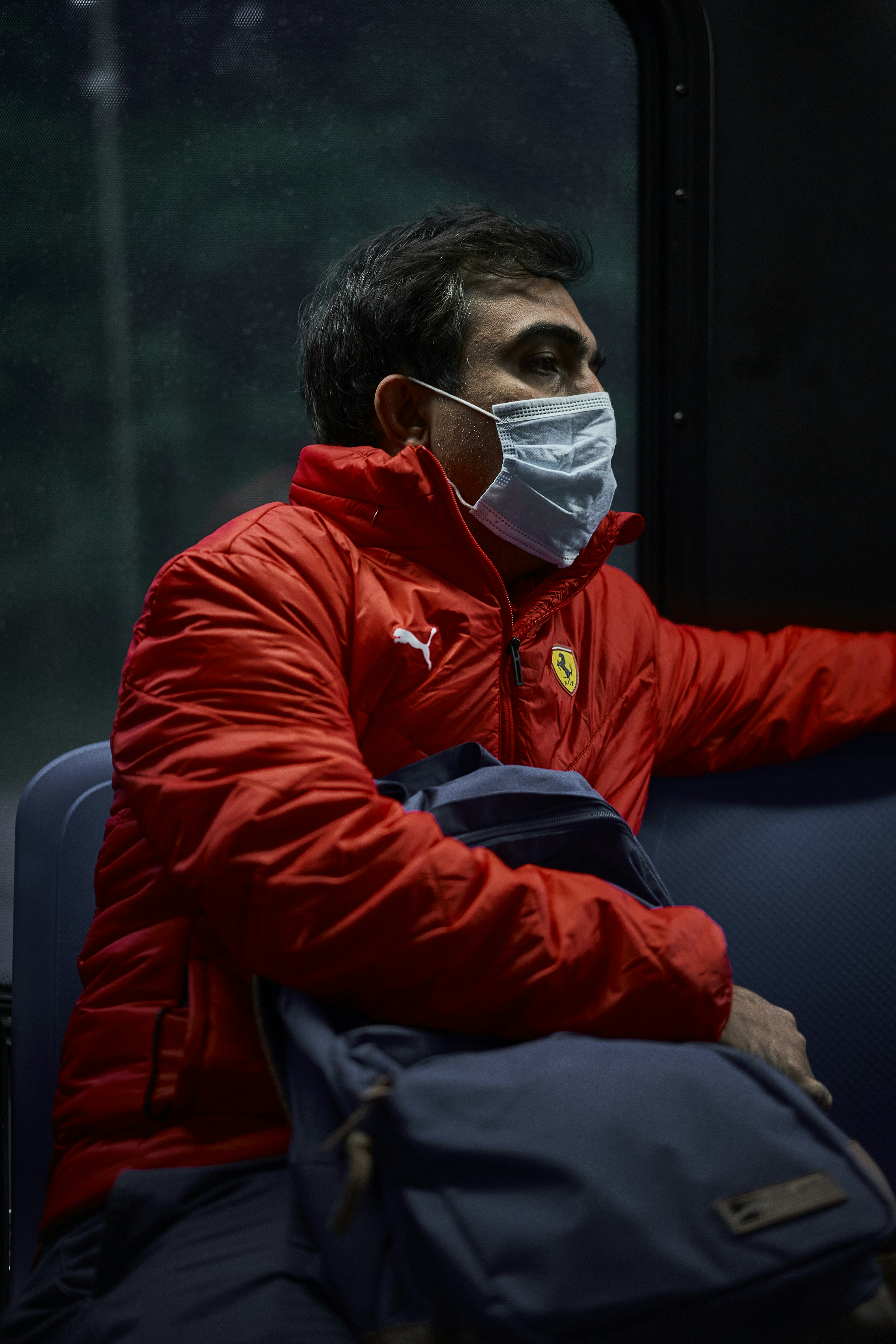 a man wearing a mask