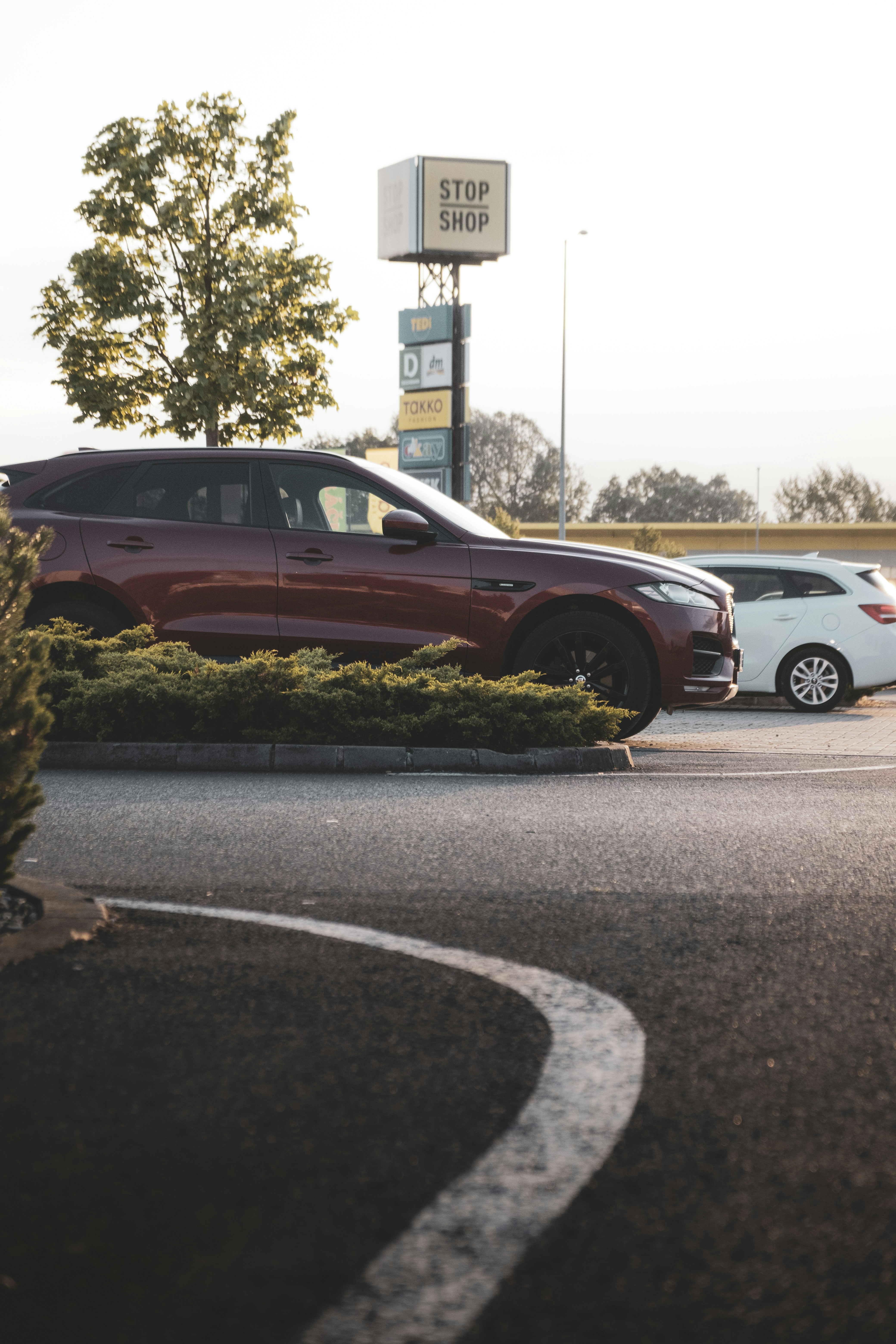 a car parked in a parking lot