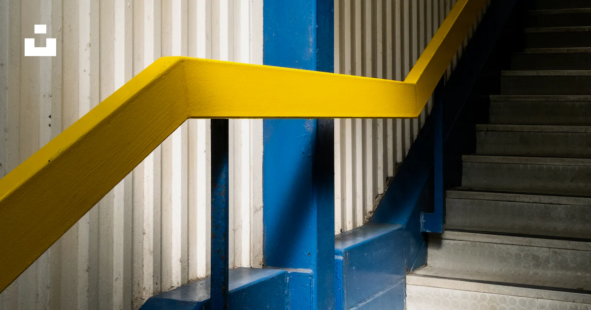 A blue and yellow railing photo – Free Harwich international station ...