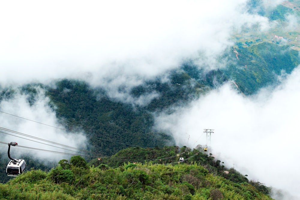 a cable car going up a hill