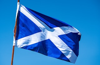 a Scottish flag also known as the saltire or Saint Andrew's Cross