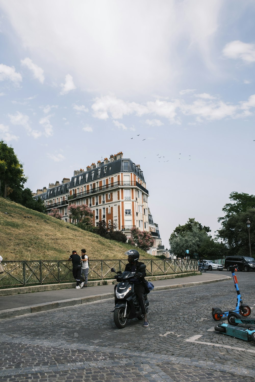 a man on a motorcycle