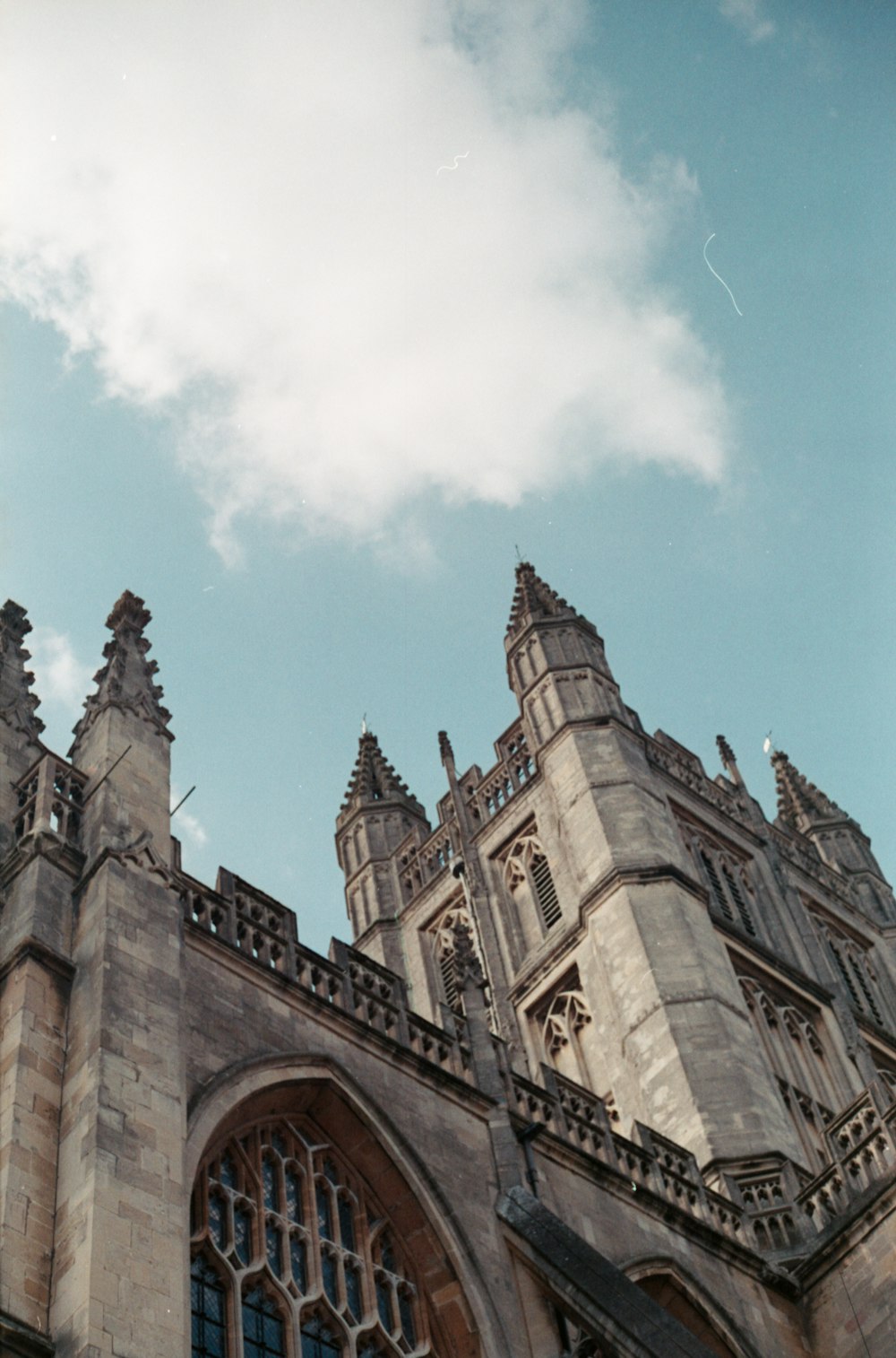 a building with a cloudy sky