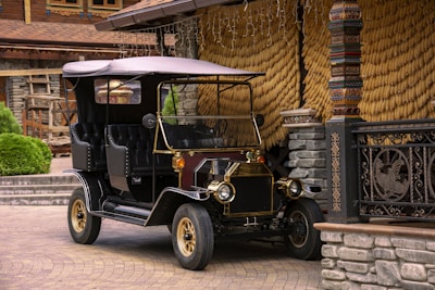 a small car with hay on top