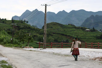 a person walking on a road