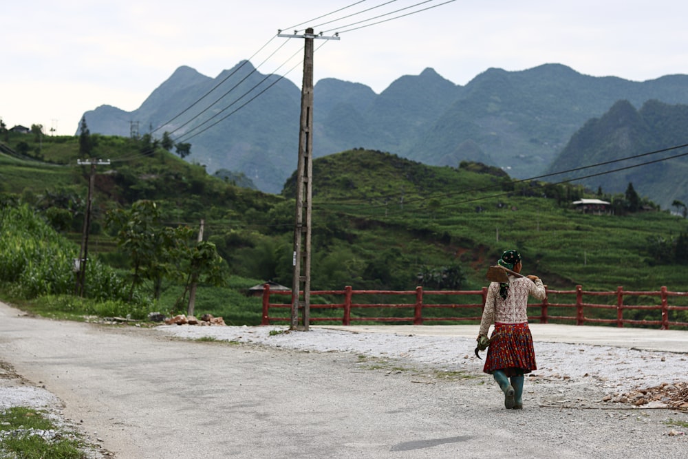 a person walking on a road