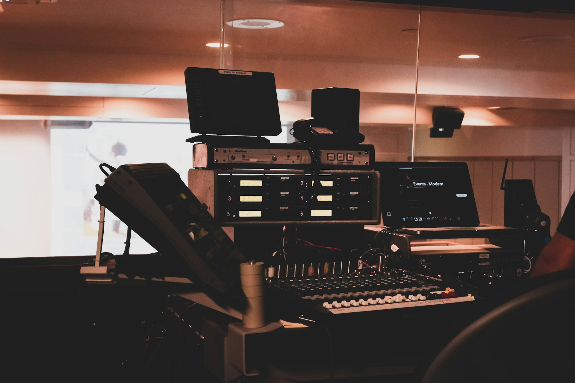 a room with a large machine and a keyboard