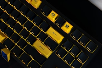 a group of yellow and black cubes