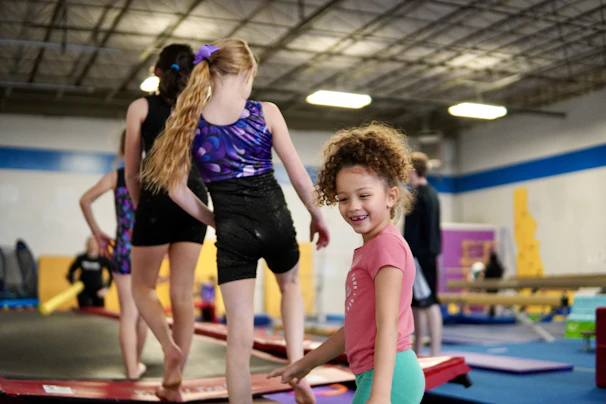 a group of girls exercising