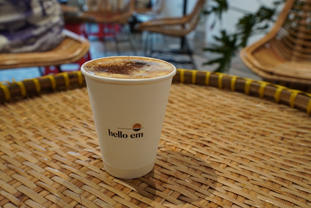 a cup of coffee on a table