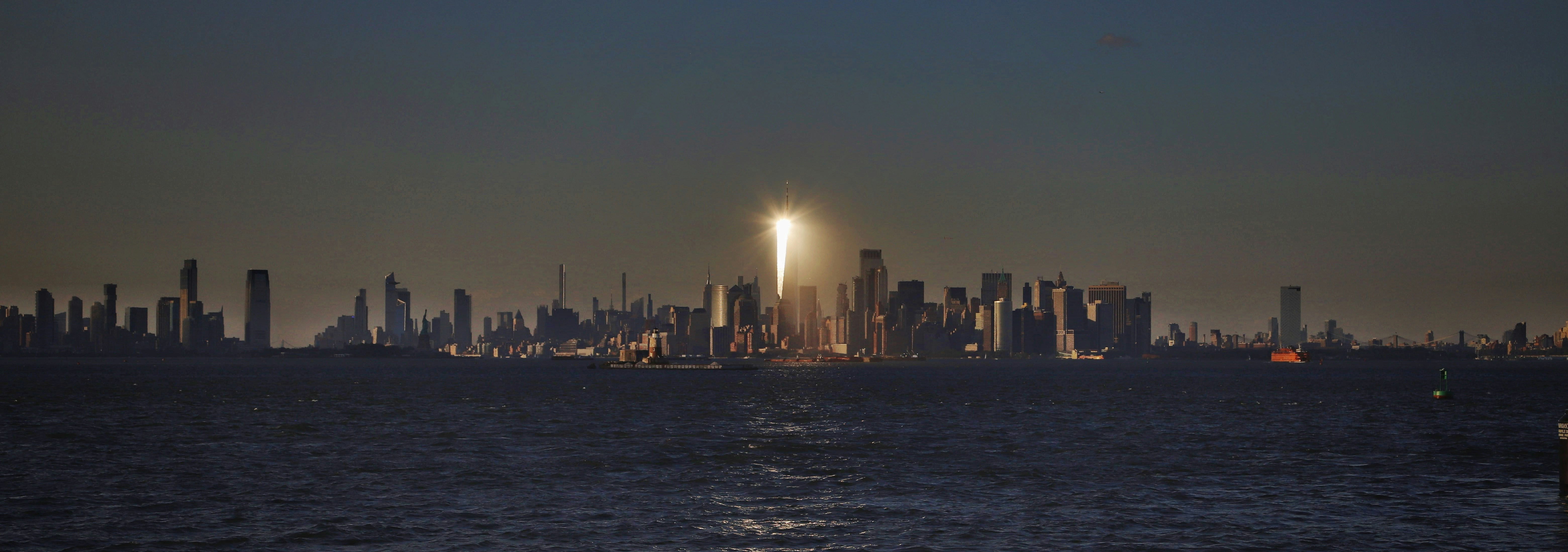 New York City skyline at dusk
