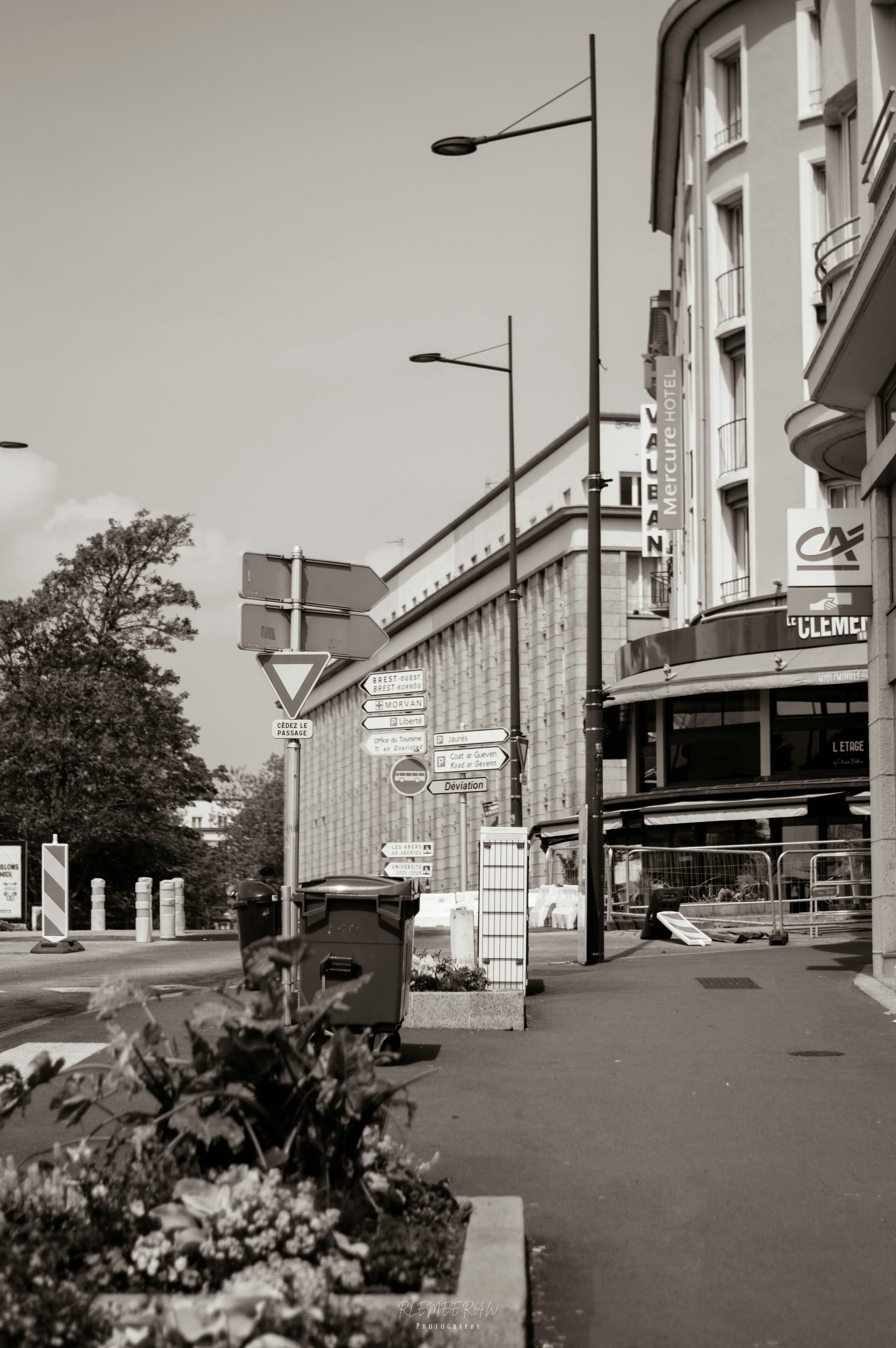 a street corner with a sign