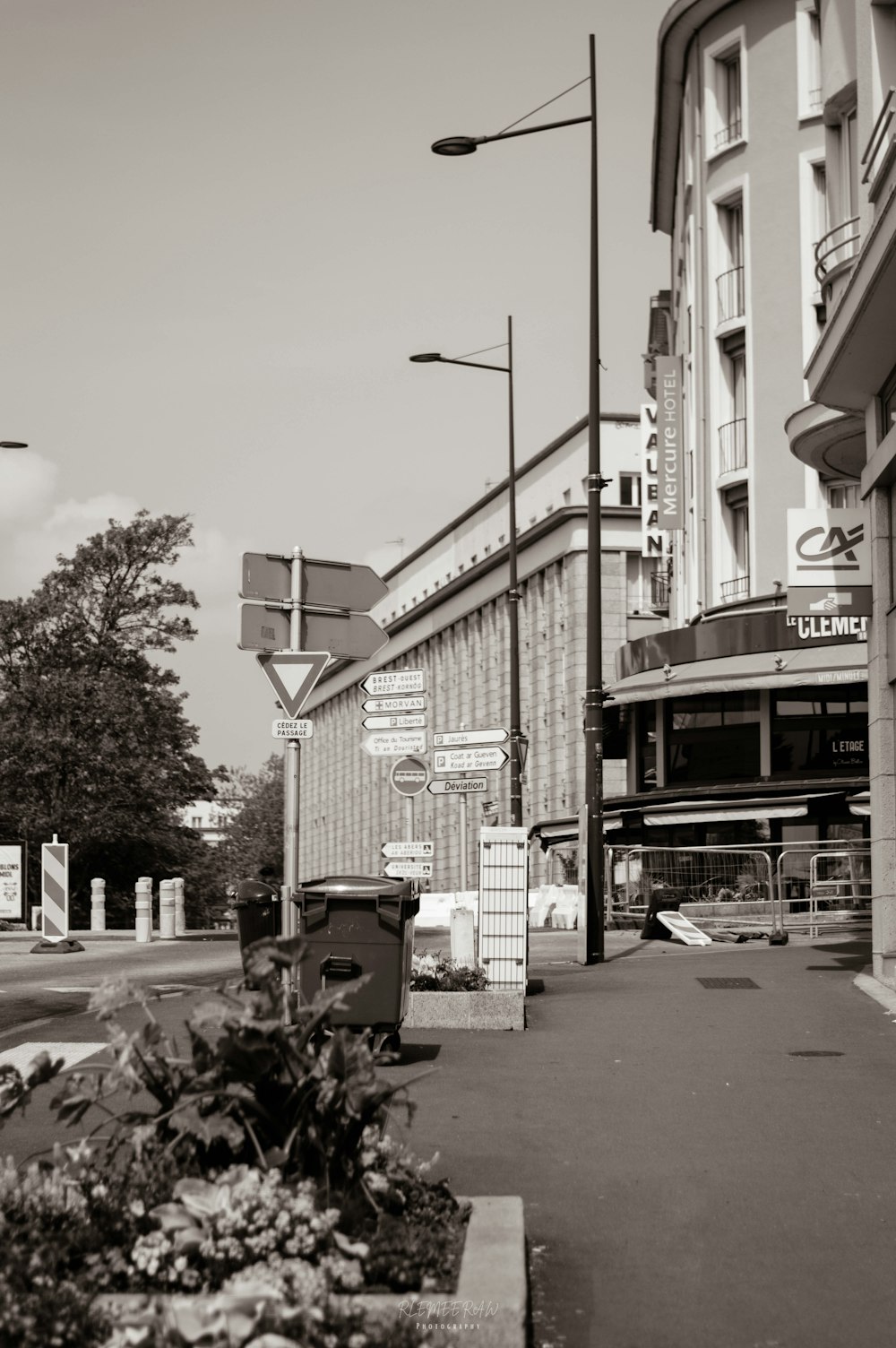 a street corner with a sign