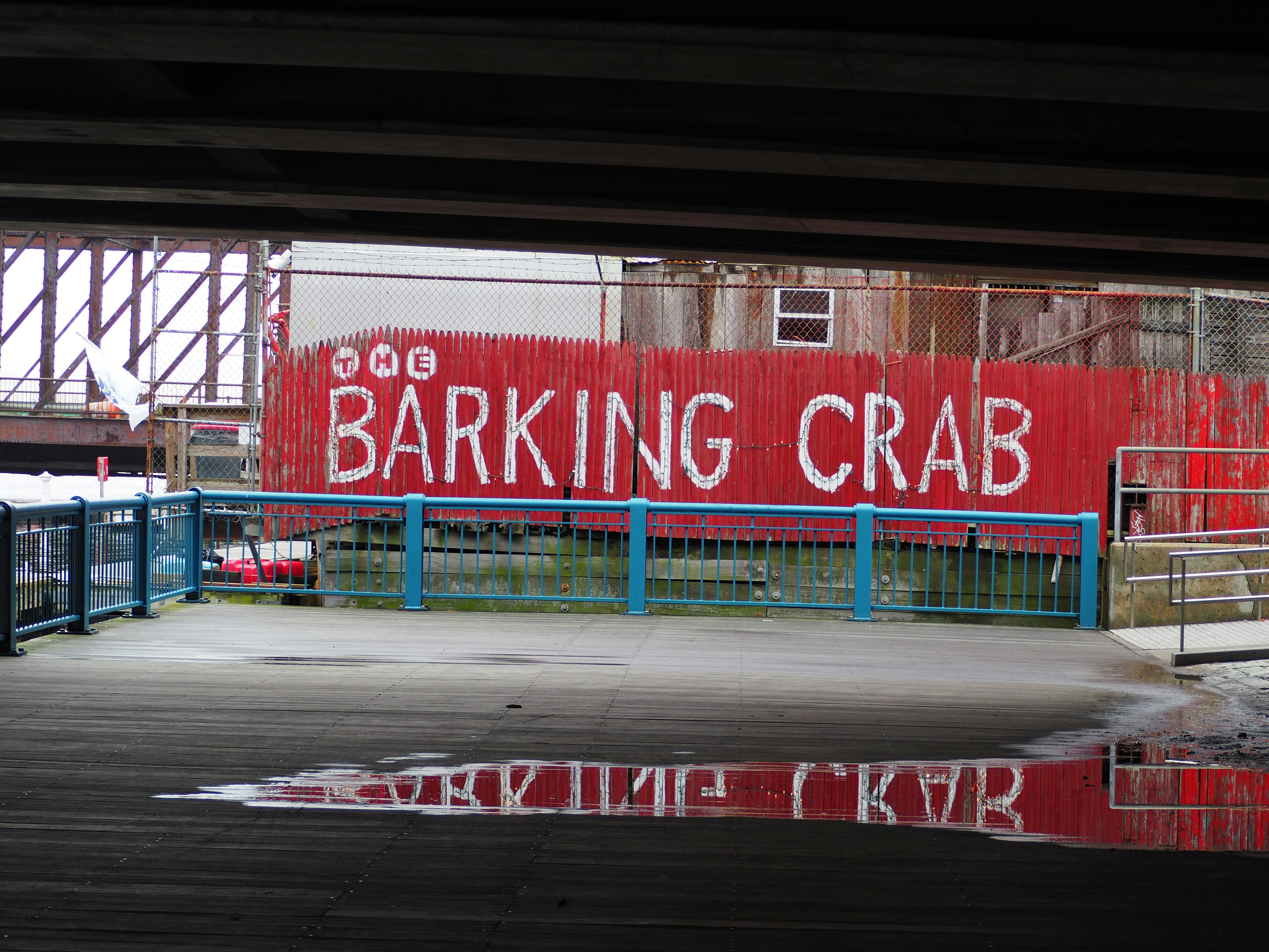 a red sign on a building
