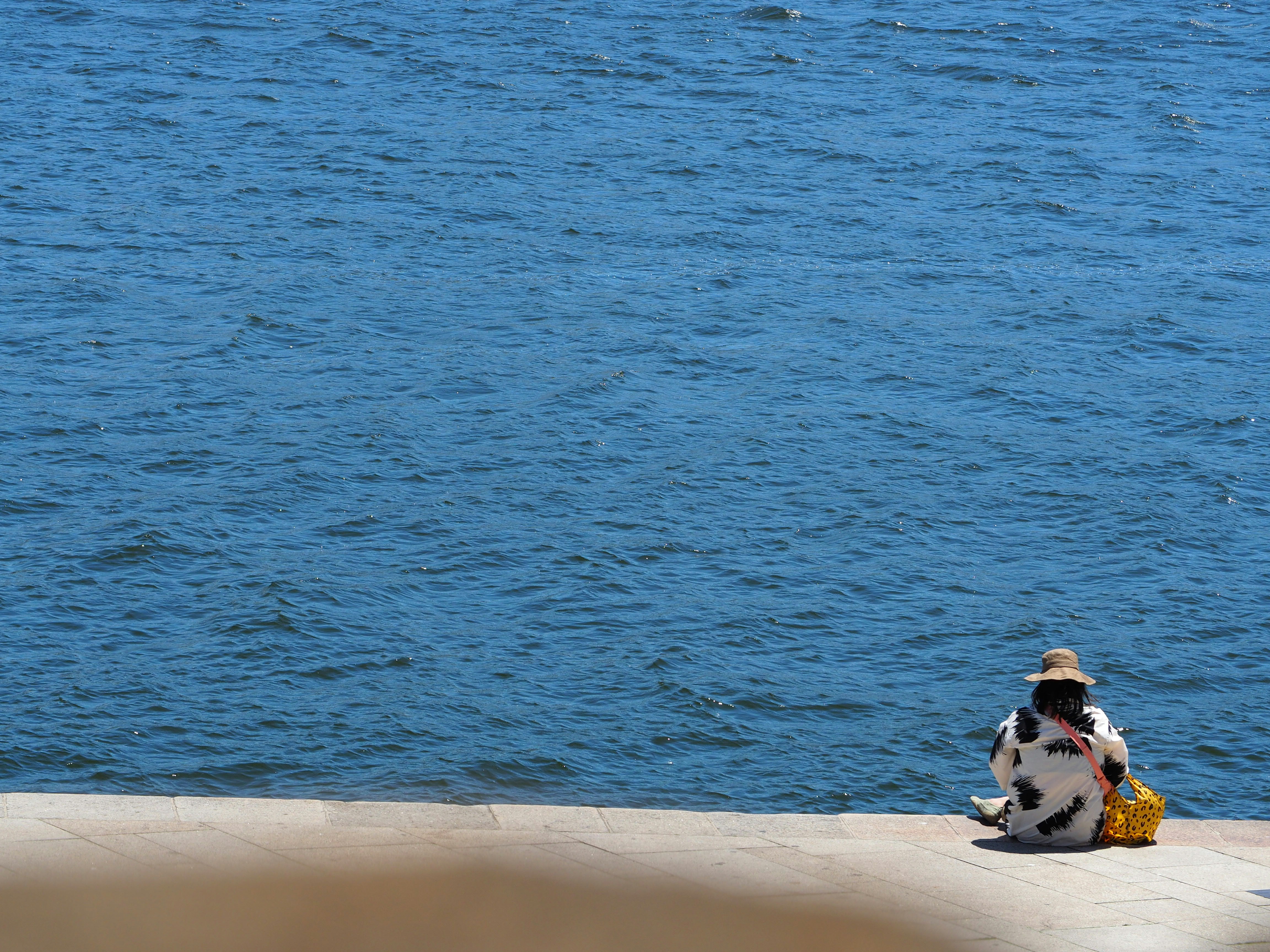 a person sitting on a beach