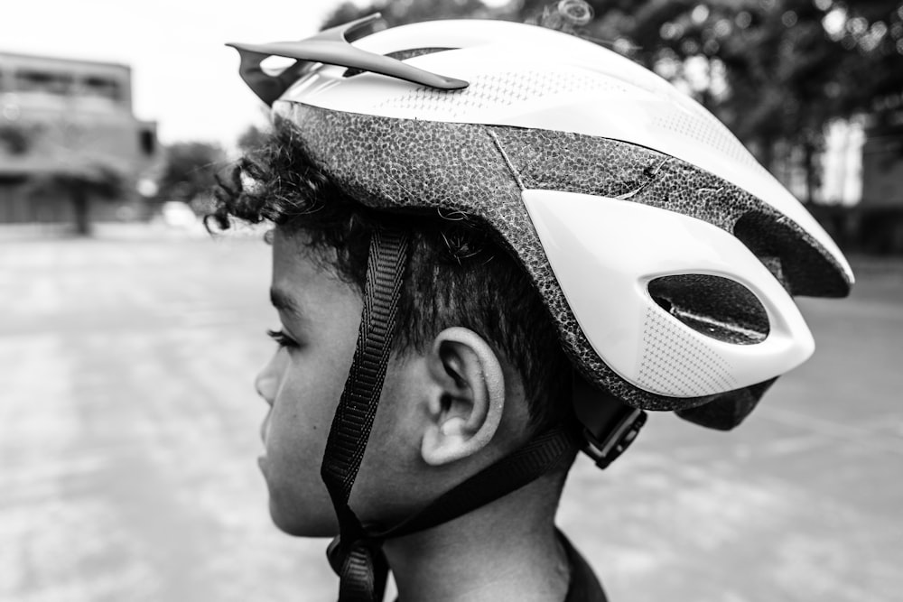 a woman wearing a helmet