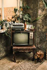 a small television on a stand