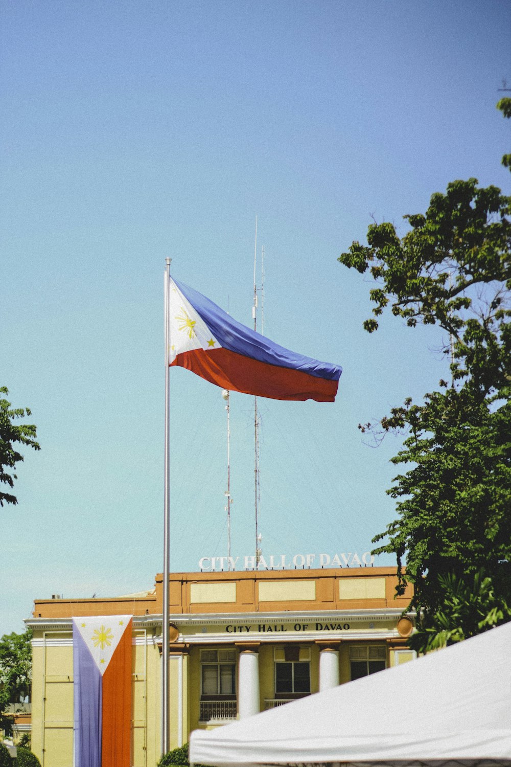 a flag on a pole