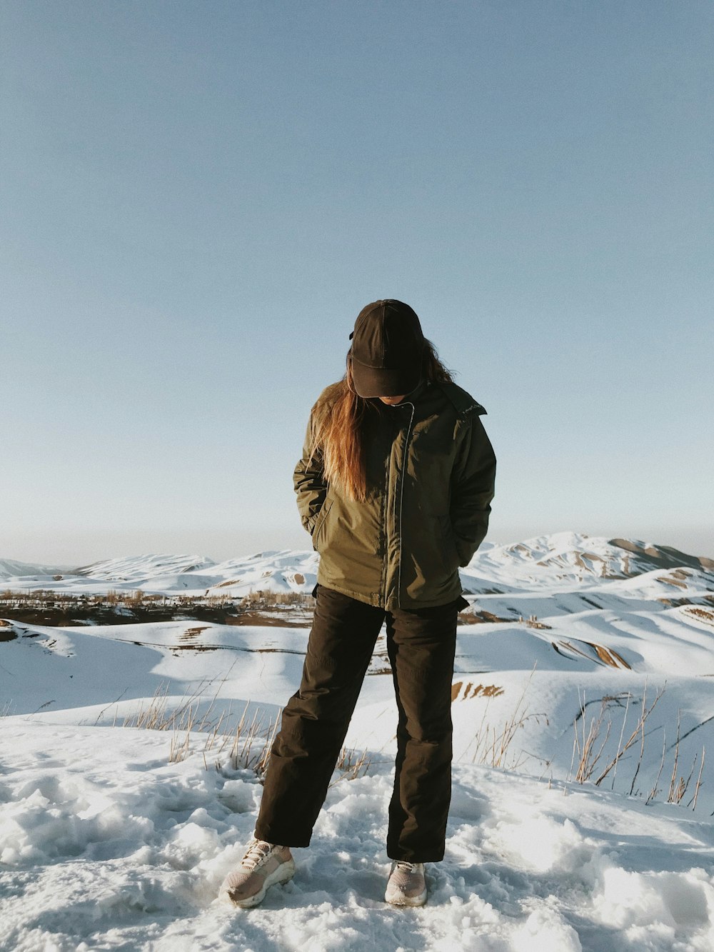 a person standing in the snow