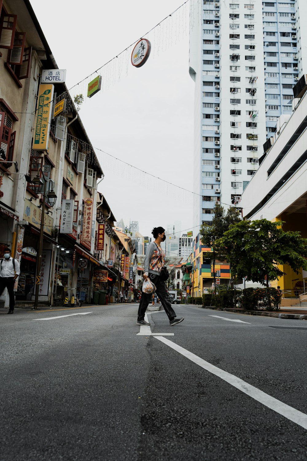 a man walking down a street