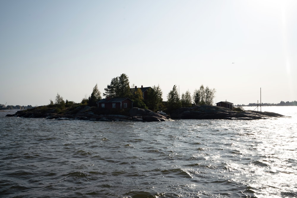 a house on a rocky island