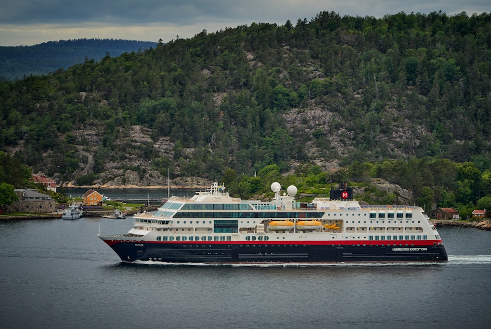 a boat traveling across a large body of water