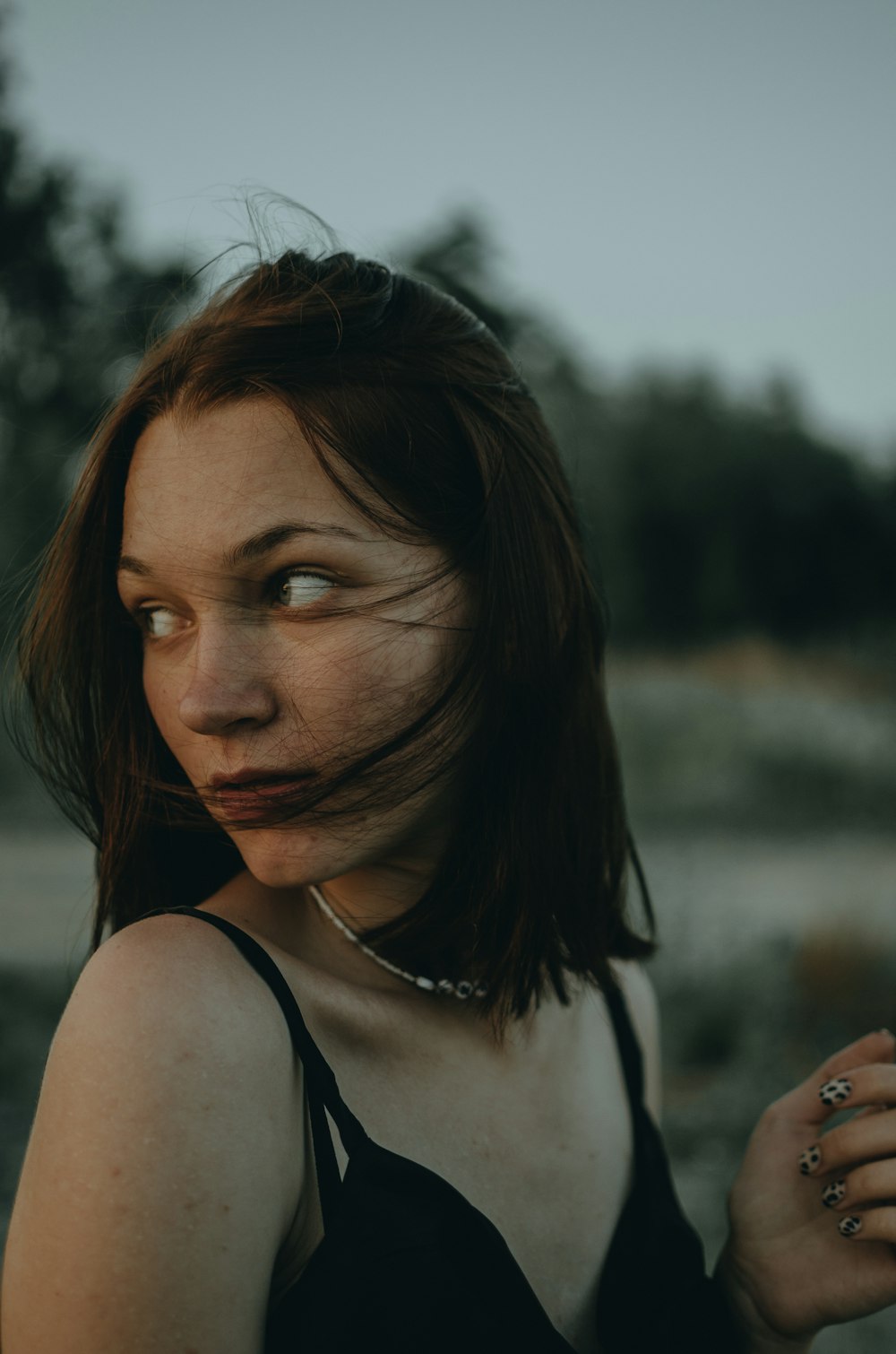 a woman with long hair