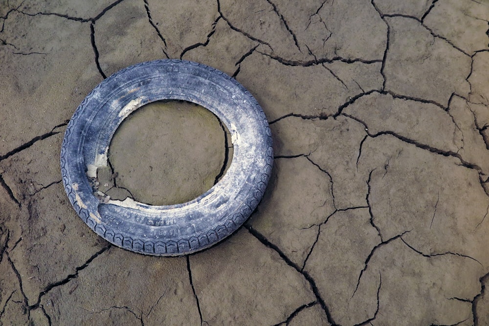 a tire on the ground