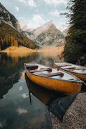 a group of boats on a lake