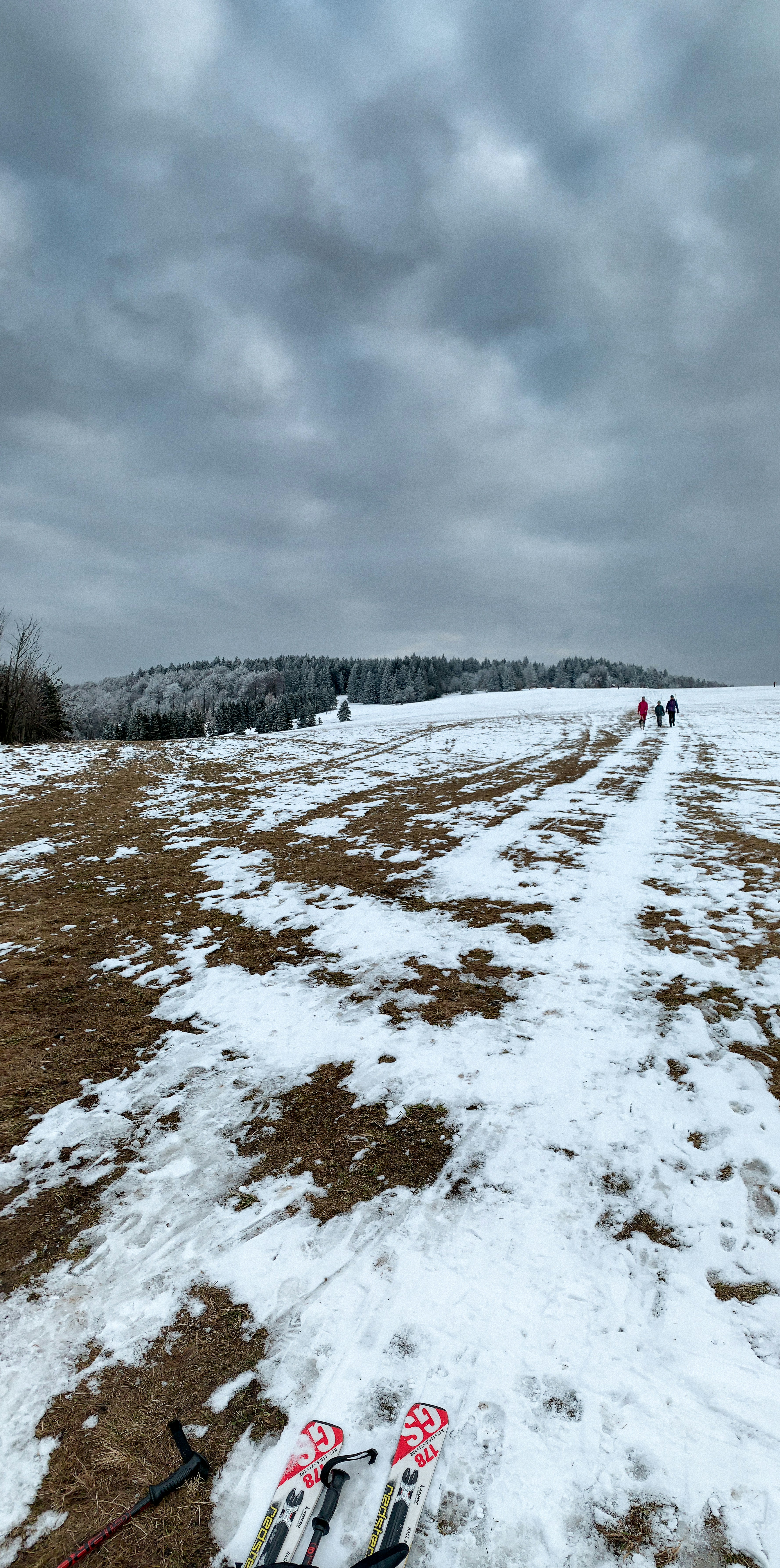 a pair of skis on a snowy hill