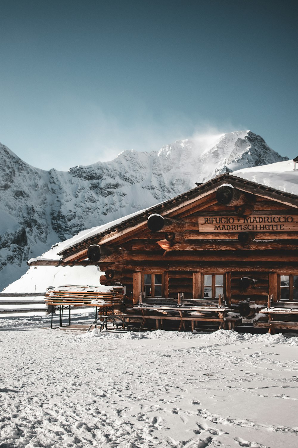 a cabin in the snow