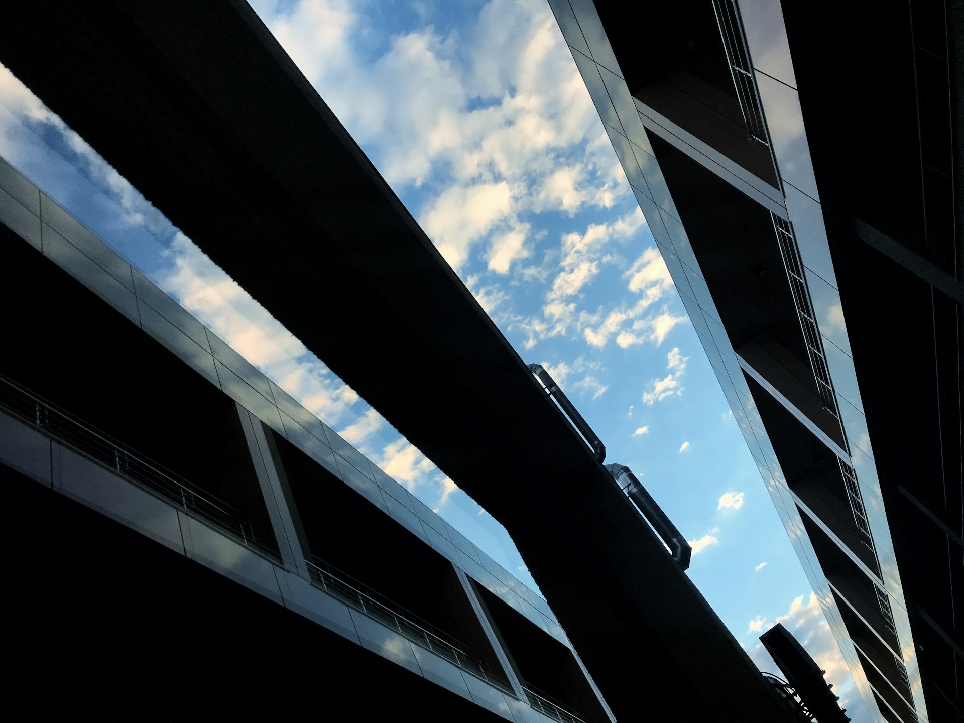 looking up at a building