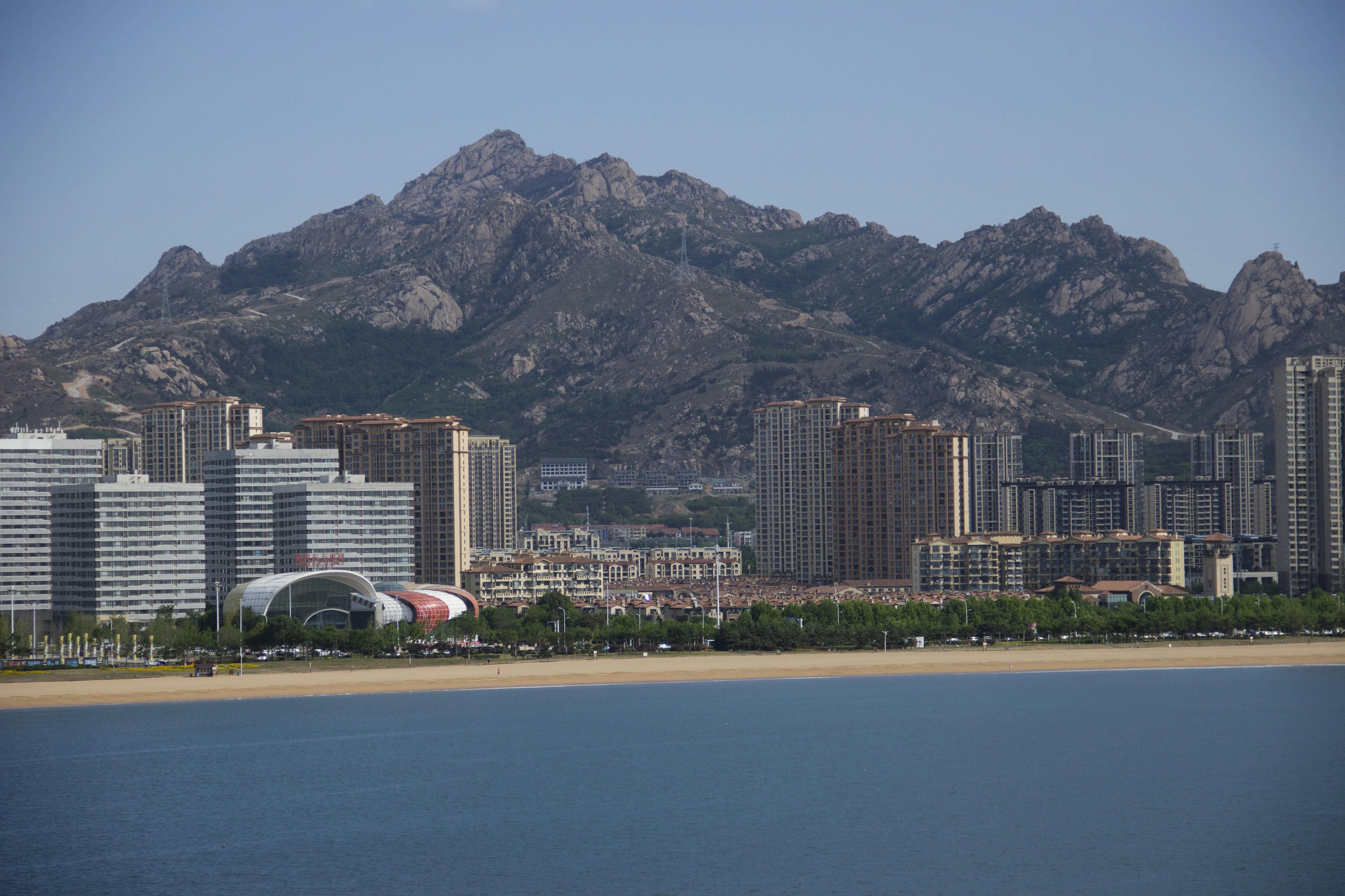 a city next to a body of water