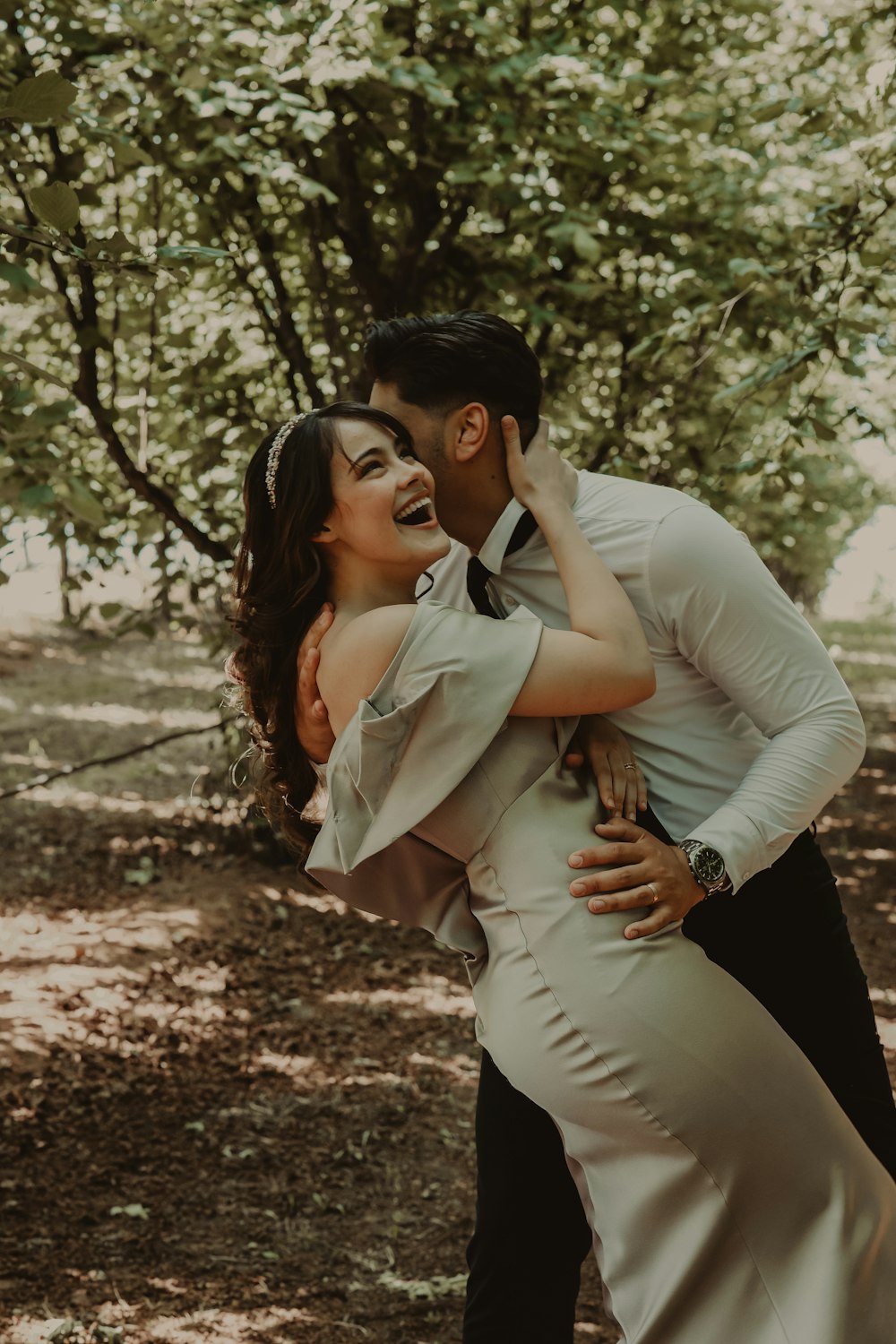 a man and woman kissing