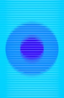 A digital image featuring concentric circles in varying shades of blue, with horizontal lines creating a textured effect. The center circle is a darker blue, surrounded by a lighter blue oval shape, all set against a pale blue background.