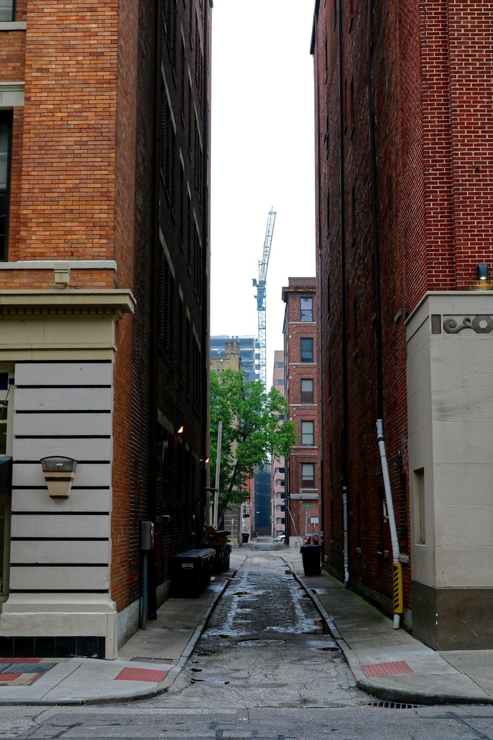 a street with brick buildings