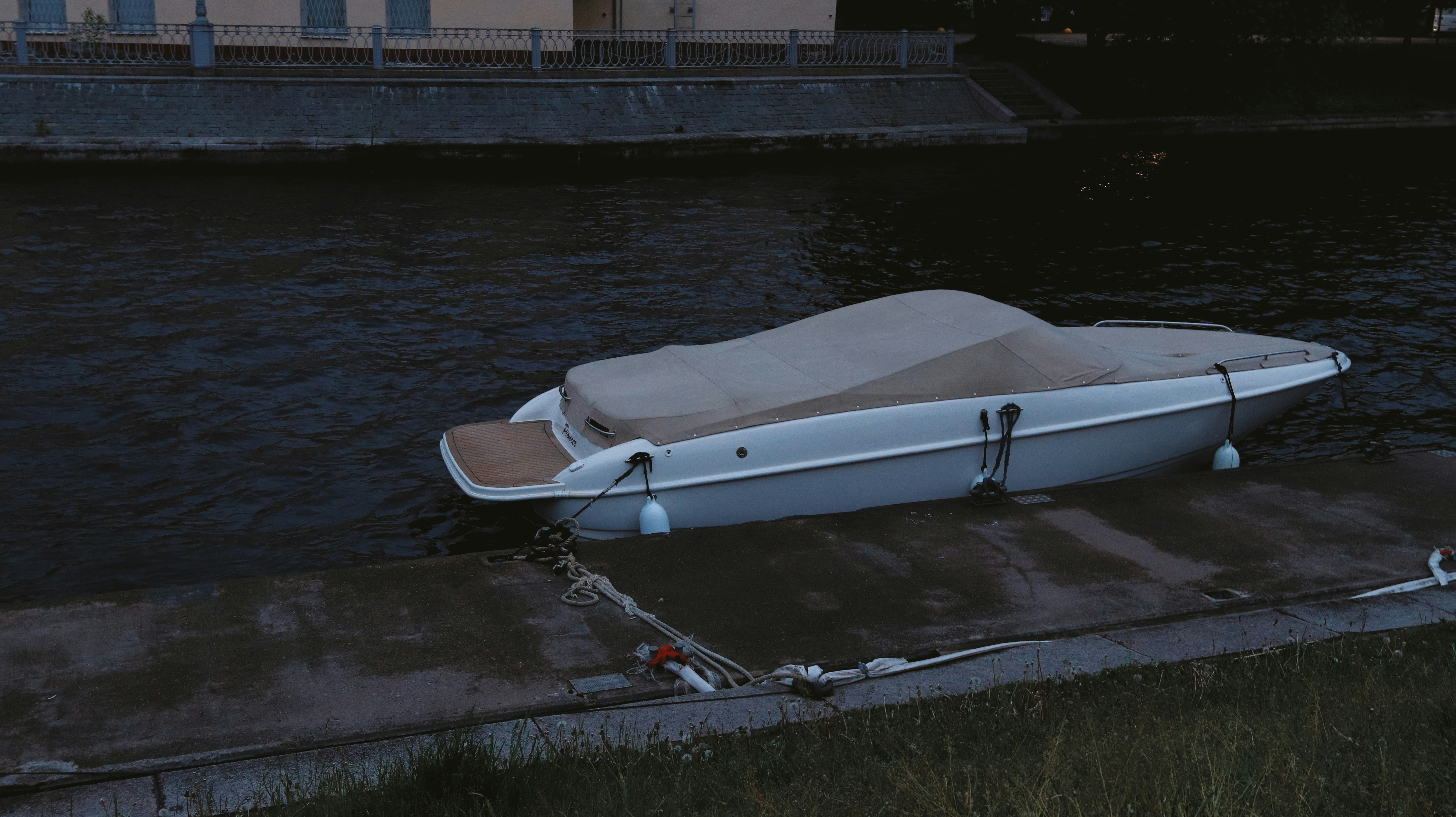 a boat tied to a dock