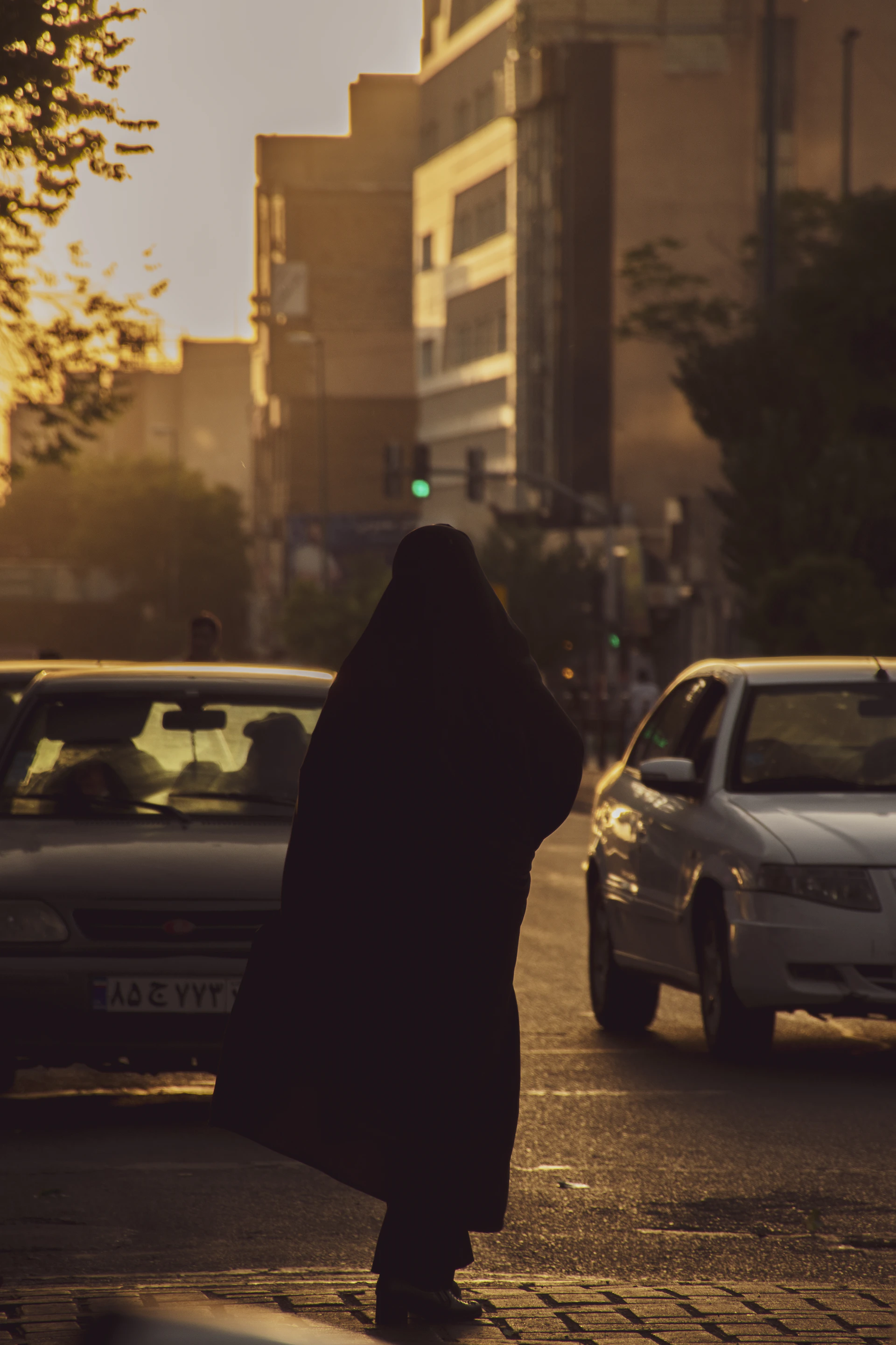 a person walking on a street