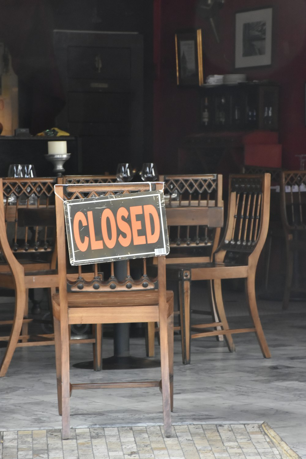 a sign on a table