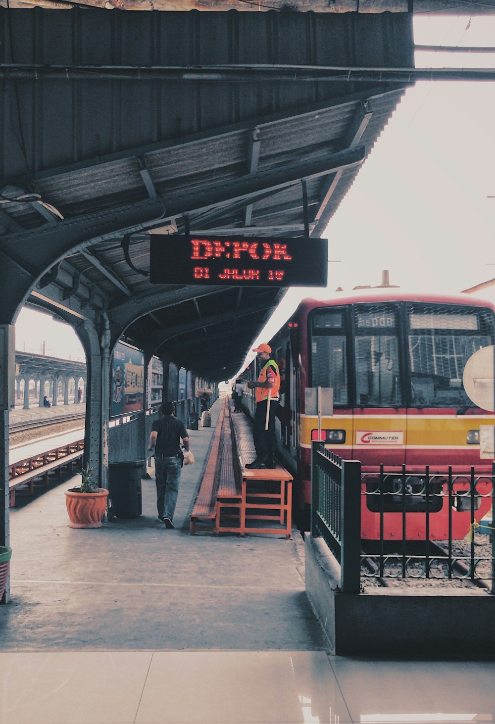 a train pulling into a station